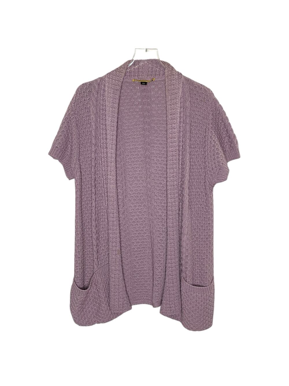 St. John L Lilac Wool Cable Knit Sweater Cardigan Old Money Country Club